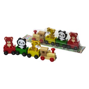＜バラエティ玩具＞木製　森の汽車ポッポ　A　アニマル（クマ、パンダ、トラ）　No.204-600