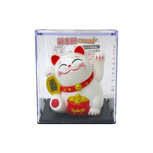 ＜和雑貨・和土産＞ソーラー招き猫　6cm　千万両　ホワイト　No.208-309