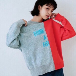 ニット x スウェットロングスリーブトップ　レディース  長袖 【2024秋冬】【2024AW】