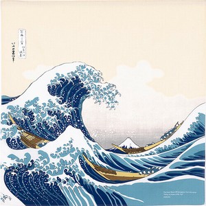 ふろしき 　浮世絵　浪裏に富士　白波　葛飾北斎　富嶽三十六景　アイボリー　48×48cm