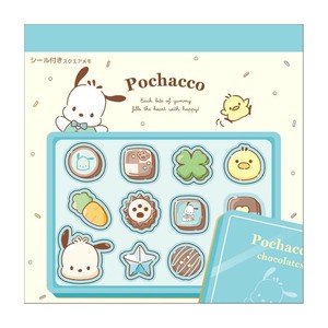 サンリオシール付きスクエアメモ　チョコ／ポチャッコ