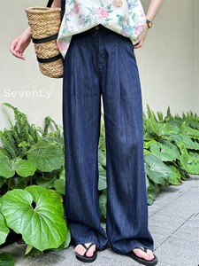 韓国ファッション ロングパンツ デニムパンツ レディース「2024新作」