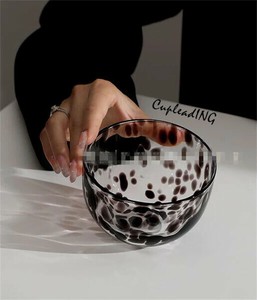 【定番商品】INSスタイル サラダボウル ヒョウ柄 ガラスボウル レトロ デザートボウル 大人気