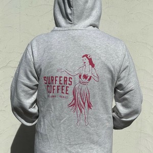 予約販売‼️2025秋冬商品　SURFERS COFFEE  HULA GIRL ZIP フーディー パーカ　裏パイル　オートミール