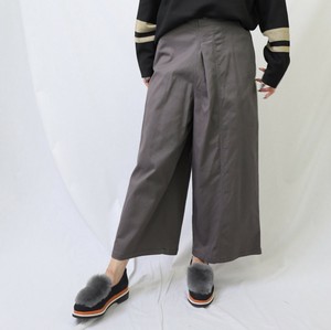 フロントフェイクボタンデザインツイルワイドパンツ