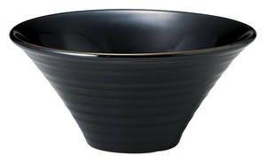 ［美濃焼 食器］ 黒 7.0薄筋朝顔丼 ［日本製］