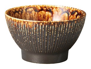 ［美濃焼 食器］ 雨流 唐茶 千段くらわんか 3.6碗 ［日本製］