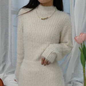 Sweater/Knitwear High-Neck Feather