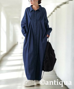 [antiqua] Casual Dress Denim Shirt Dress Ladies fashion