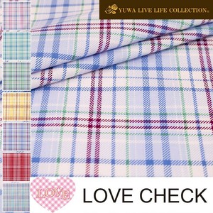 有輪商店 YUWA シャーティング "LOVE CHECK" [E:Purple] / 生地 布 / 全10色 / 829895