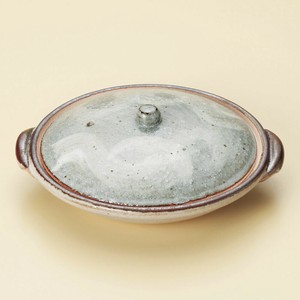 砂付緑釉柳川陶板(萬古焼) 日本製　直火OK