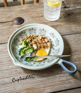 ≪予約商品≫早い者勝ち レトロ シングルハンドル 陶土鍋 陶磁器鍋 目玉焼き鍋 グラタン ホットプレート