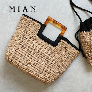 【2025春夏】パール装飾トートバッグ　レディス　かごバッグ