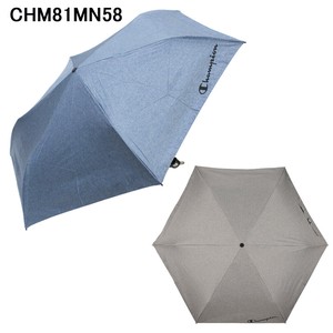 チャンピオン 紳士 晴雨兼用 耐風 デニム柄 ブラックコーティング ミニ折傘 58cm×6R CHM81MN58