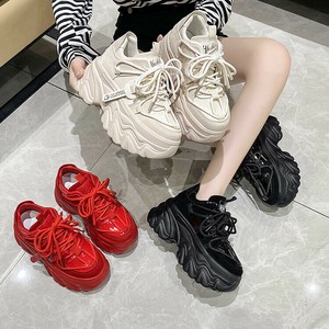 【2024新作】[予約販売]　韓国最新　2本紐軽量厚底エナメルスニーカー