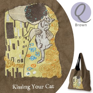 Tote Bag Brown Corduroy Cat Reusable Bag