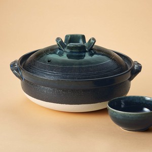るり釉6号〜10号深鍋(萬古焼)　るり釉小鉢 日本製 直火OK　土鍋