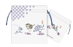 鳥獣戯画×トラりん　豆巾着Mサイズ