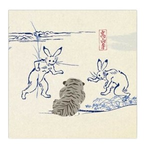 鳥獣戯画×トラりん　タイルプレート