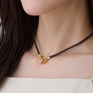 Leather Chain Necklace Faux Leather Jewelry Made in Japan
