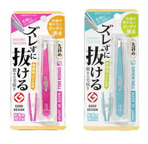 GREEN BELL グリーンベル ズレずに抜ける驚きの毛抜き　先斜タイプ　シャイニーピンク・ターコイズ