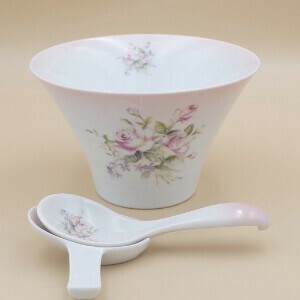 ＜新作＞【日本製】ヌードルボウル［花柄/カントリー雑貨/陶器/イマン/ビビアン/薔薇］
