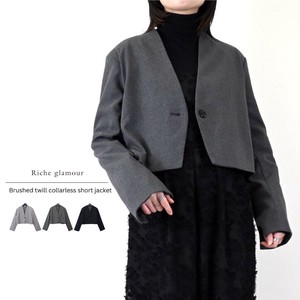 ◇期間限定特価◇起毛ツイル　ノーカラー　ショートジャケット(32087)