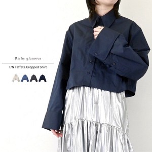 Button Shirt/Blouse Cropped T/N Taffeta