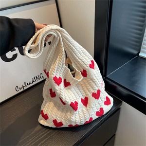 ◆◆大人気◆◆早い者勝ち 大人気 ショルダーバッグ ニットバッグ 手作り 毛糸 ギャザリング 脇編みバッグ