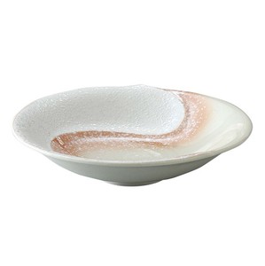 オレンジ吹ラスター勾玉平鉢（中） [美濃焼 食器 陶磁器]