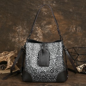 Handbag Ladies fashion Genuine leather Floral Pattern