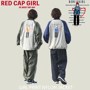 【SPECIAL PRICE】RED CAP GIRL 撥水ナイロン バックプリント ラグランジャケット