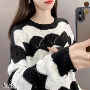 波ボーダーニットセーター ローゲージニット 春 秋 冬【2024AW】 EH1467