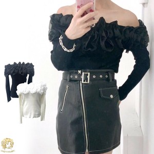Button Shirt/Blouse Chiffon Off-The-Shoulder