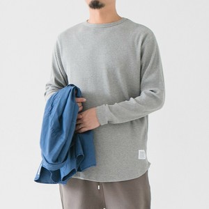 【メンズ】針抜きフライスストレッチリブ - ラウンドヘムクルーネック長袖TEE