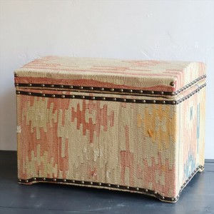 オールドキリム 木製家具 宝箱 Lサイズ シワス W46×H34×D34cm