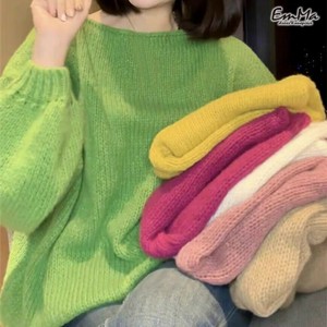カラーニットセーター シンプル カジュアル 秋 冬  【2024AW】 EH1460