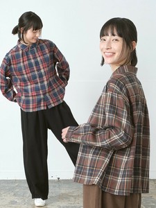ギャザーブラウス　綿ソフトネルチェック2色 M L LL 3L 《大きいサイズ》