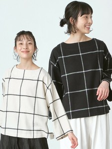 プルオーバーブラウス　ウインドウペイン起毛3色 M L LL 3L 《大きいサイズ》