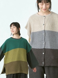 2WAY配色ボタンベスト　7G片アゼ　3色　M L LL 3L 《大きいサイズ》
