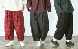 コクーンパンツ　ツィードチェック　2色　M L LL 3L 《大きいサイズ》