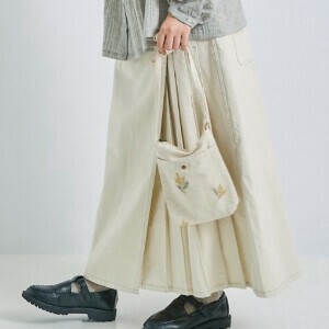7.8OZデニム プリーツデザイン巻きスカート