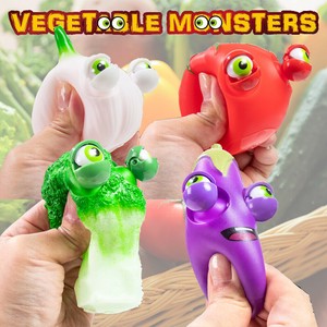 【4種類セット】とびだす！ベジタブルモンスターズ スクイーズ 伸びる 気持ちいい ストレス解消グッズ