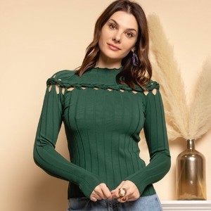 Sweater/Knitwear Design Long Sleeves Tops Mock Neck