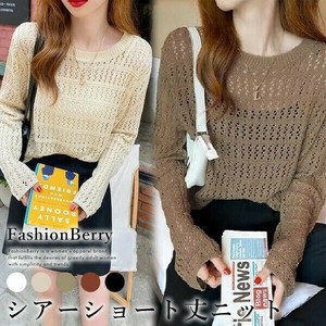 Sweater/Knitwear Ladies fashion Sheer Short Length