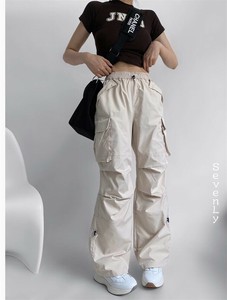 韓国ファッション ロングパンツ ワークパンツ レディース「2024新作」