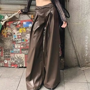韓国ファッション ロングパンツ ワイドパンツ レディース「2024新作」