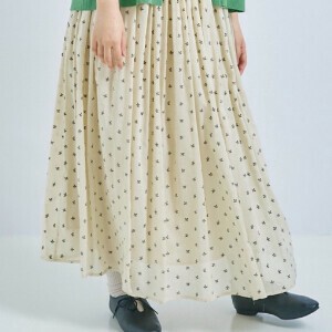 Skirt Rayon Gathered Skirt Printed Cotton Flocking Finish