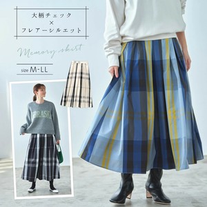 大柄チェック×フレアメモリースカート