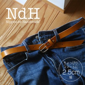 [ NdH ] たつのレザーベルト ｜ 本革 牛革 2.5cm幅 25mm幅 7ホール 細ベルト スリム 2024年新作